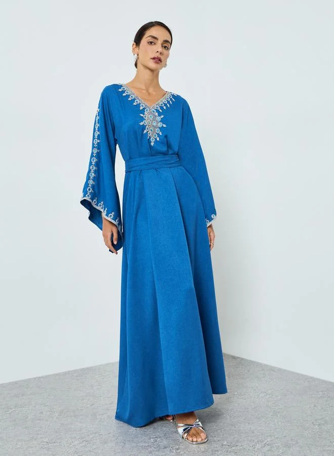 مكسيم كريشن جلابية مزينة وبحزام للنساء